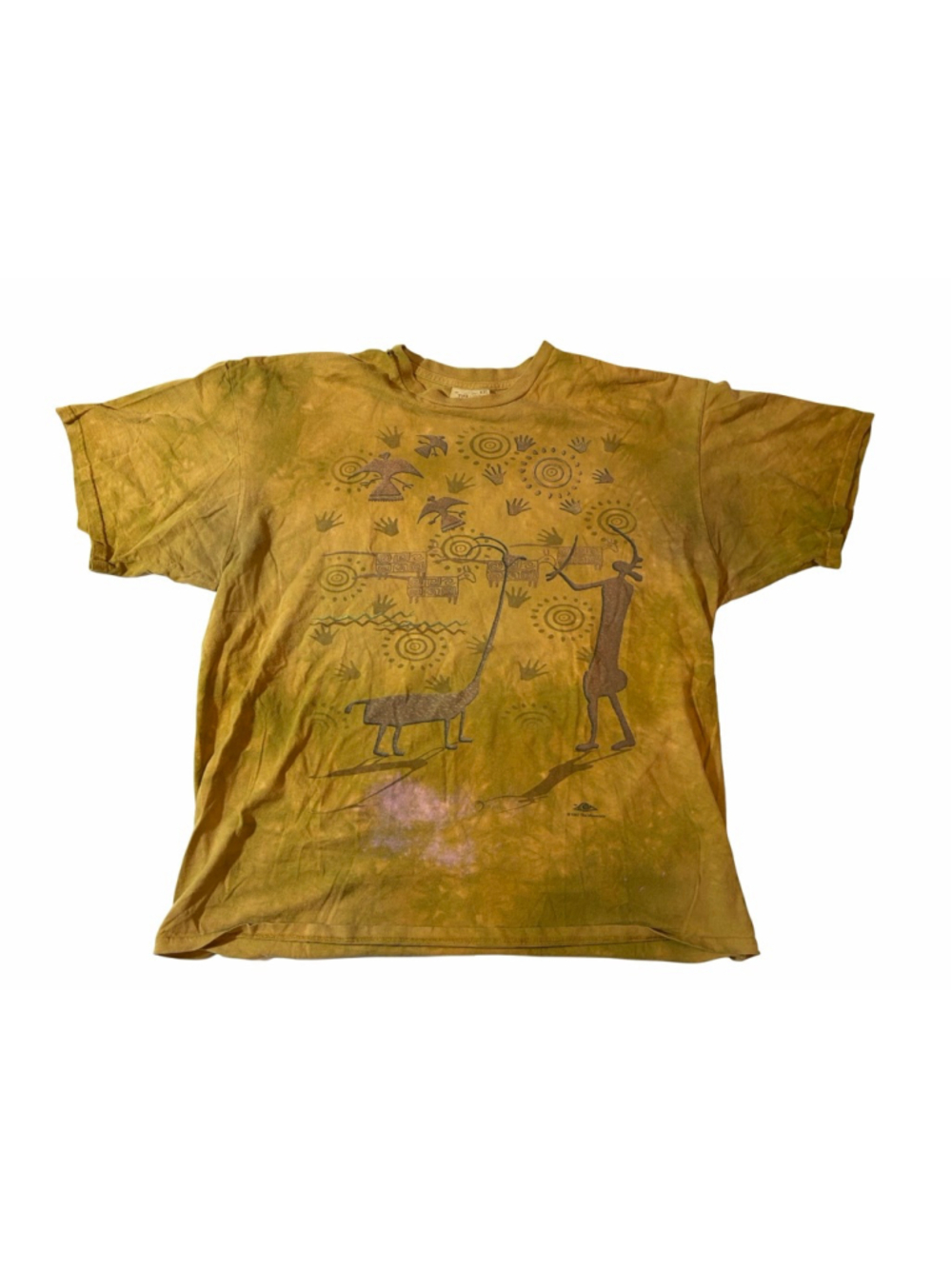 Vintage The Mountain Indian Cave Drawings Tie Dye Graphic T Shirt XXL USA